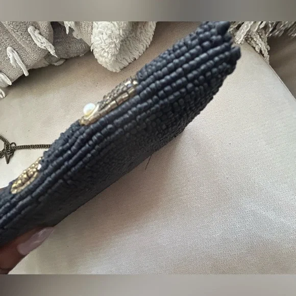 Mary Frances Beaded Wine Glass & Bottle Clutch / Crossbody Purse - Black - Picture 8 of 8